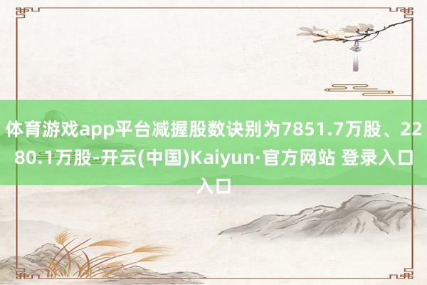 体育游戏app平台减握股数诀别为7851.7万股、2280.1万股-开云(中国)Kaiyun·官方网站 登录入口